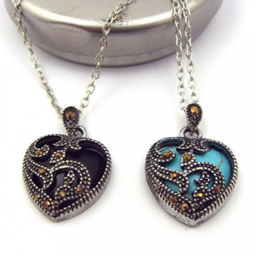 Rock Sterling Heart Necklace