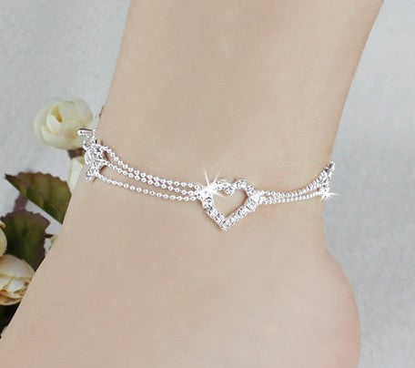 Silver Plated Crystal Bead Anklet