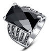 Black Square Glass Stone Ring