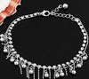 Silver Tone Tassel Crystal Anklet