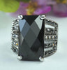 Black Square Glass Stone Ring