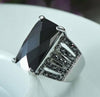 Black Square Glass Stone Ring